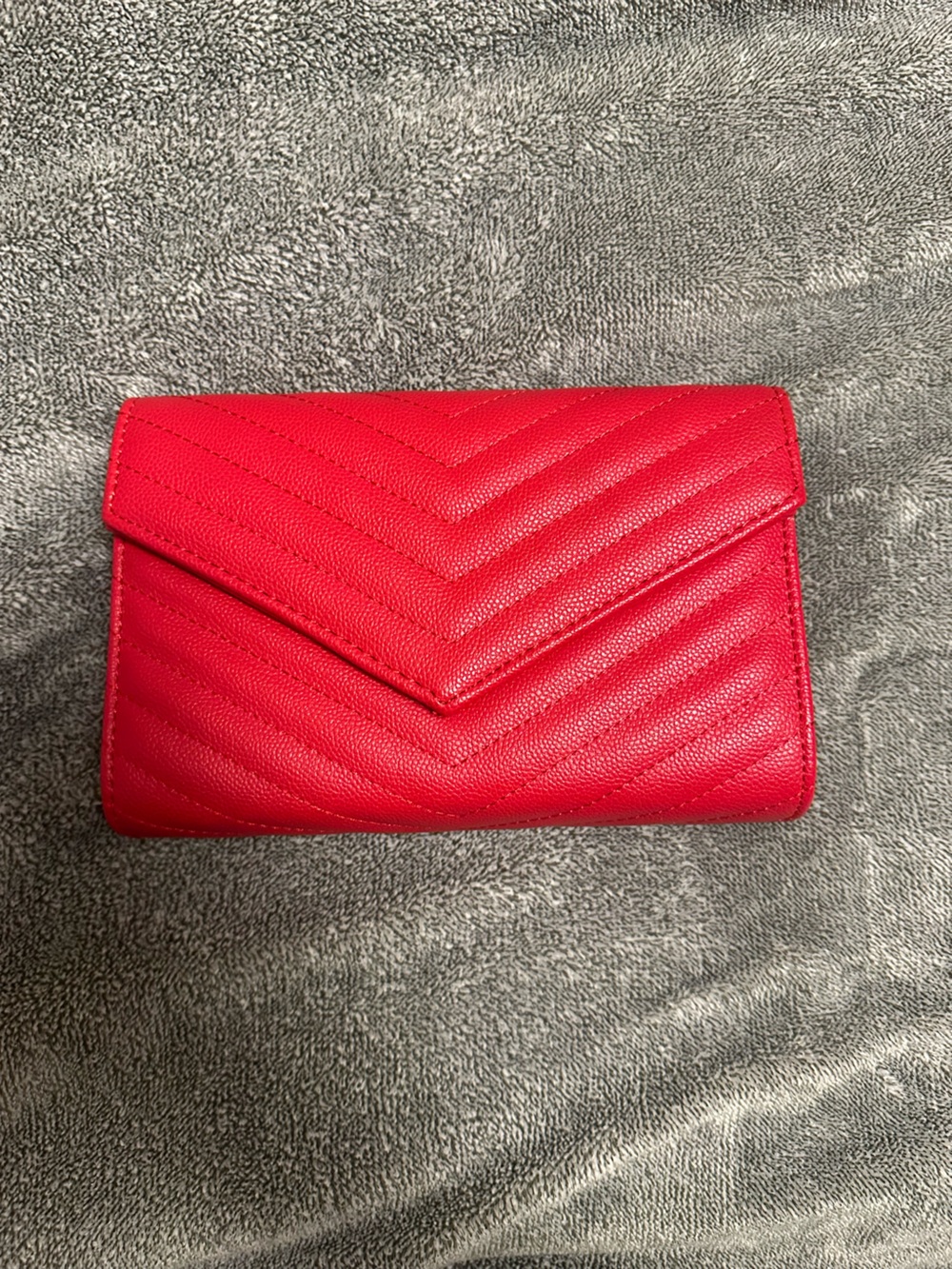 Red Quilted Chevron Leather clutch